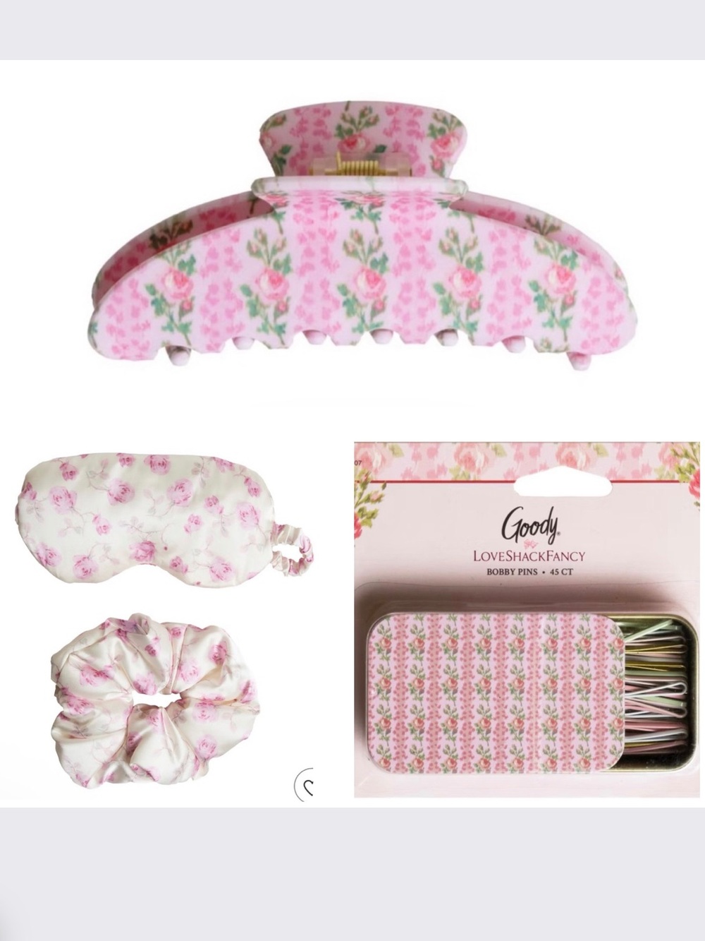 LoveShackFancy x Target – Bundle of Goody LGClaw Clip, eye mask set + Bobby pins